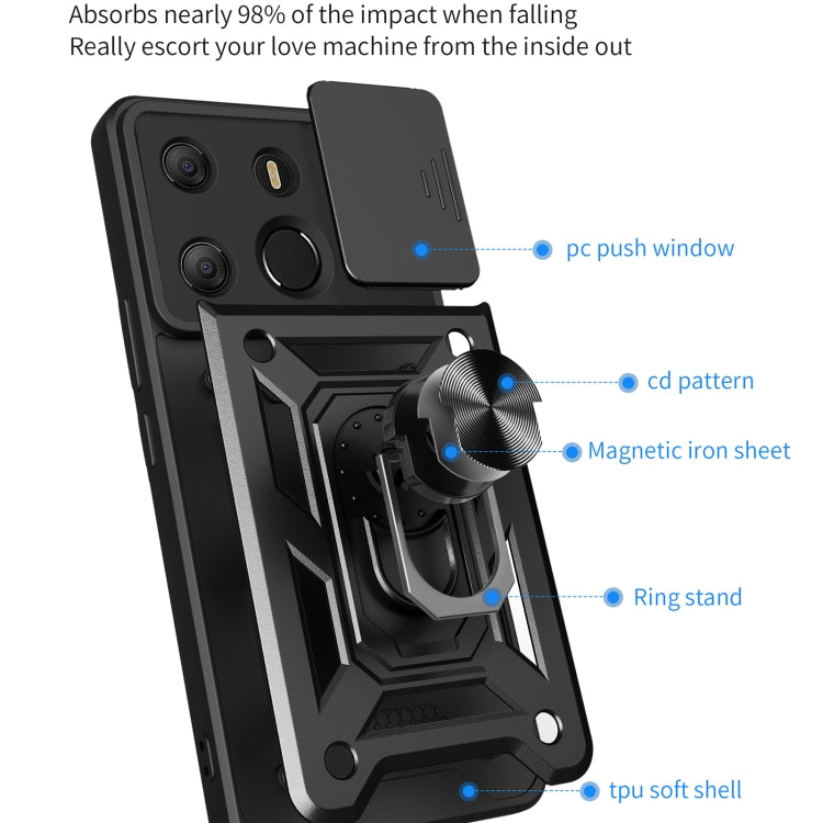 การออกแบบฝาครอบกล้องแบบเลื่อนเคสป้องกัน TPU + PC, For Tecno Pop 7 Pro / Spark Go 2023