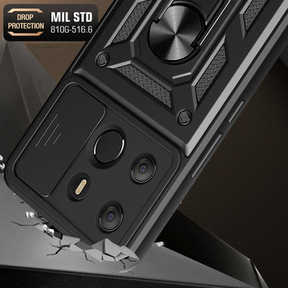 การออกแบบฝาครอบกล้องแบบเลื่อนเคสป้องกัน TPU + PC, For Tecno Pop 7 Pro / Spark Go 2023