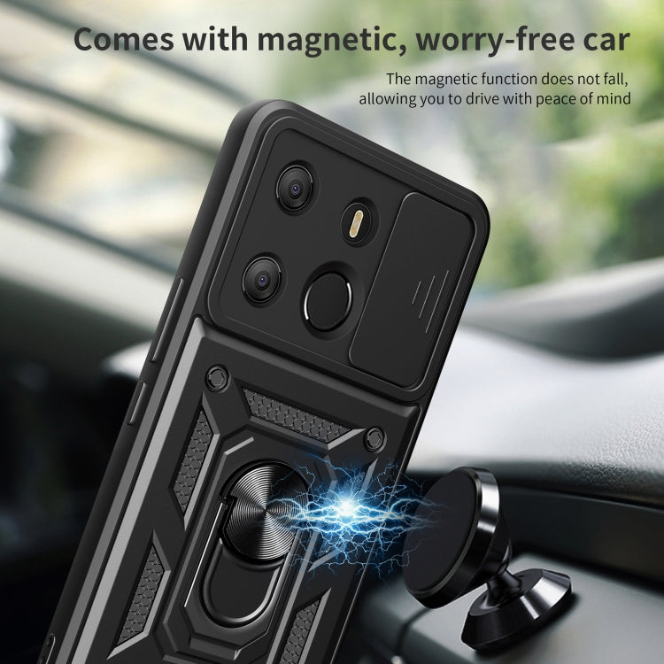 การออกแบบฝาครอบกล้องแบบเลื่อนเคสป้องกัน TPU + PC, For Tecno Pop 7 Pro / Spark Go 2023