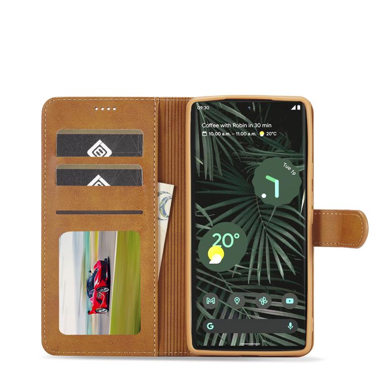 LC.IMEEKE ซองโทรศัพท์หนังพลิกแนวนอนเนื้อลูกวัว, For Google Pixel 6a