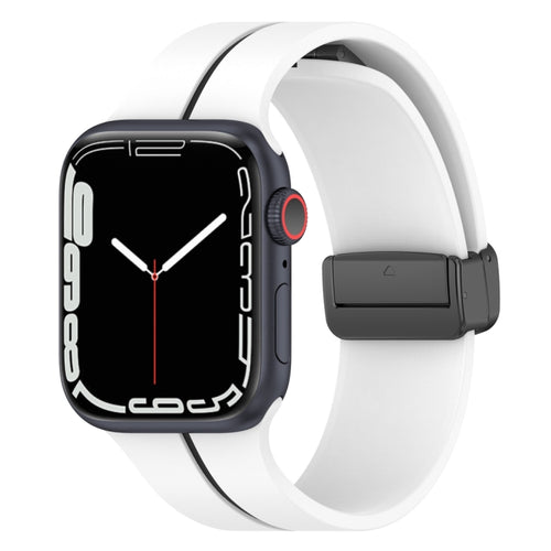 สายนาฬิกาซิลิโคนหัวเข็มขัดพับสองสี, For Apple Watch 7 41mm, For Apple Watch 7 45mm, For Apple Watch SE 2022 40mm, For Apple Watch SE 2022 44mm
