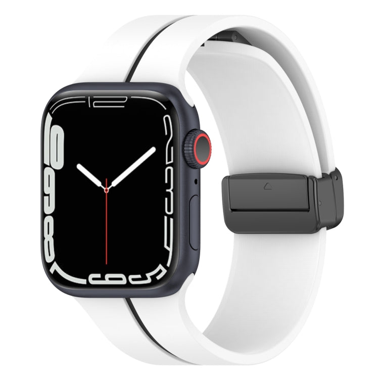 สายนาฬิกาซิลิโคนหัวเข็มขัดพับสองสี, For Apple Watch 7 41mm, For Apple Watch 7 45mm, For Apple Watch SE 2022 40mm, For Apple Watch SE 2022 44mm