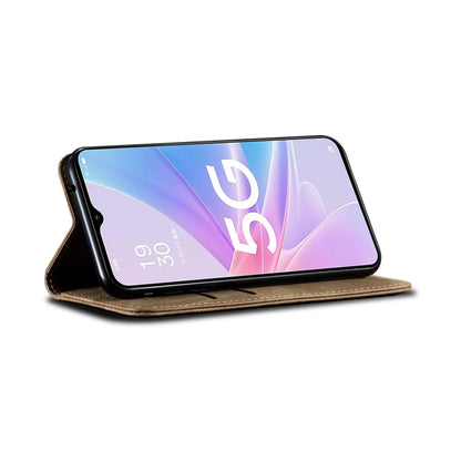 ซองหนังพลิกแนวนอนสไตล์ลำลองเนื้อยีนส์, For OPPO A98 5G