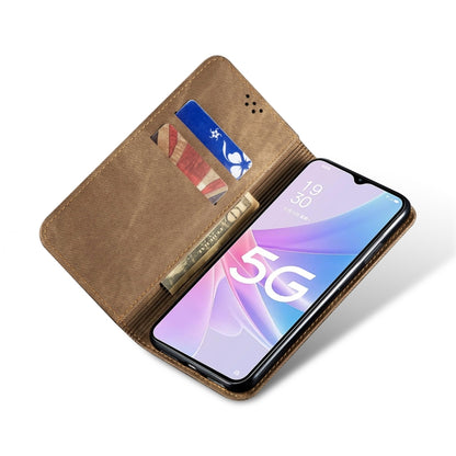 ซองหนังพลิกแนวนอนสไตล์ลำลองเนื้อยีนส์, For Realme C55