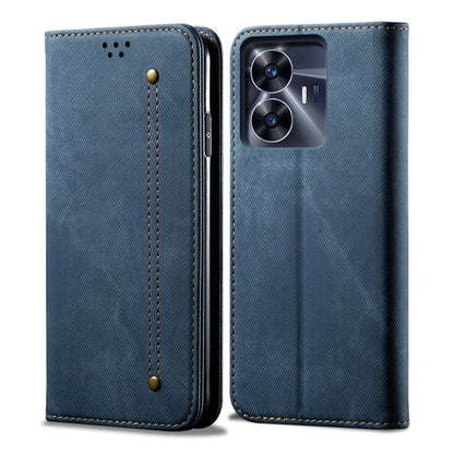 ซองหนังพลิกแนวนอนสไตล์ลำลองเนื้อยีนส์, For Realme C55