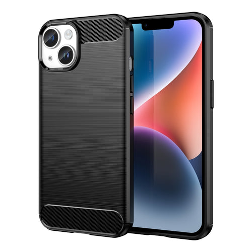 เคสโทรศัพท์ TPU คาร์บอนไฟเบอร์พื้นผิวแปรง, For iPhone 15, For iPhone 15 Plus, For iPhone 15 Pro, For iPhone 15 Pro Max