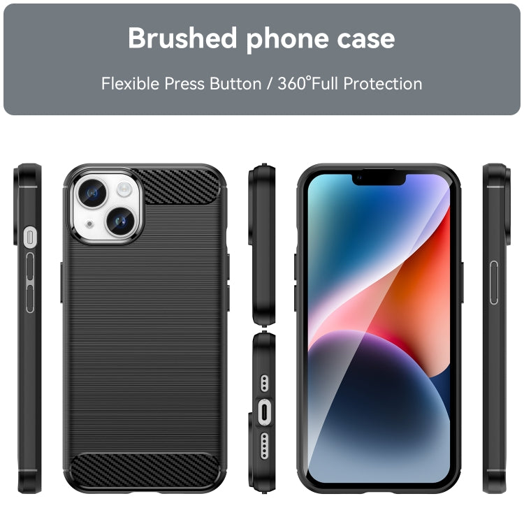 เคสโทรศัพท์ TPU คาร์บอนไฟเบอร์พื้นผิวแปรง, For iPhone 15, For iPhone 15 Plus, For iPhone 15 Pro, For iPhone 15 Pro Max