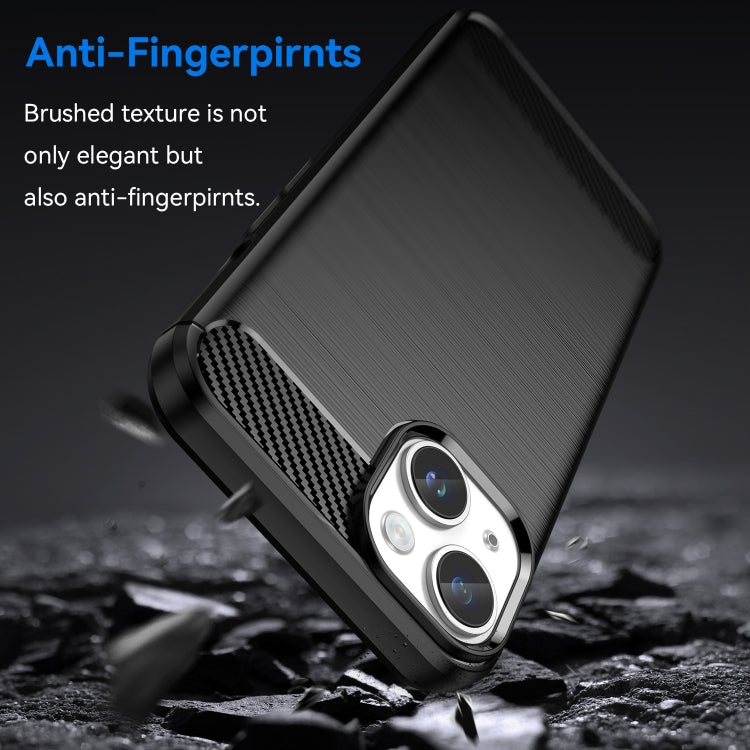 เคสโทรศัพท์ TPU คาร์บอนไฟเบอร์พื้นผิวแปรง, For iPhone 15, For iPhone 15 Plus, For iPhone 15 Pro, For iPhone 15 Pro Max