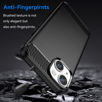 เคสโทรศัพท์ TPU คาร์บอนไฟเบอร์พื้นผิวแปรง, For iPhone 15, For iPhone 15 Plus, For iPhone 15 Pro, For iPhone 15 Pro Max