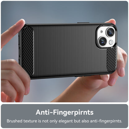 เคสโทรศัพท์ TPU คาร์บอนไฟเบอร์พื้นผิวแปรง, For iPhone 15, For iPhone 15 Plus, For iPhone 15 Pro, For iPhone 15 Pro Max