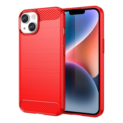 เคสโทรศัพท์ TPU คาร์บอนไฟเบอร์พื้นผิวแปรง, For iPhone 15, For iPhone 15 Plus, For iPhone 15 Pro, For iPhone 15 Pro Max