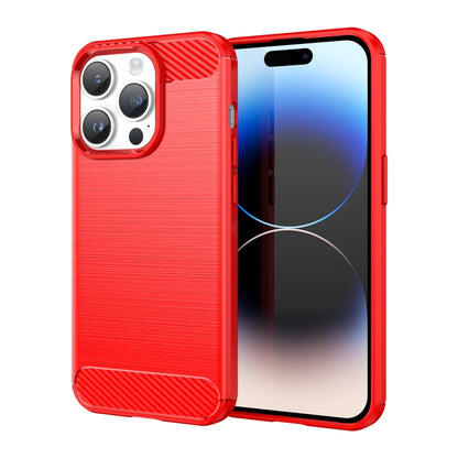 เคสโทรศัพท์ TPU คาร์บอนไฟเบอร์พื้นผิวแปรง, For iPhone 15, For iPhone 15 Plus, For iPhone 15 Pro, For iPhone 15 Pro Max