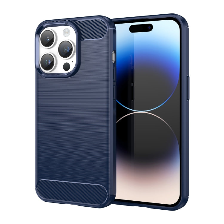 เคสโทรศัพท์ TPU คาร์บอนไฟเบอร์พื้นผิวแปรง, For iPhone 15, For iPhone 15 Plus, For iPhone 15 Pro, For iPhone 15 Pro Max