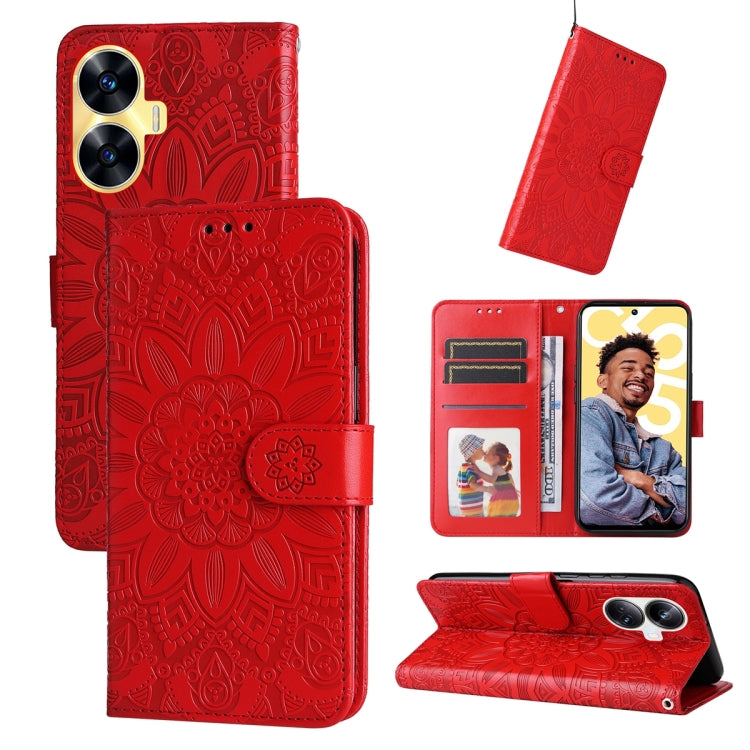 เคสโทรศัพท์หนังลายดอกทานตะวัน, For Realme 12 Pro+, For Realme C67 4G Global, For Realme C67 Global / 11 5G Taiwan Version, For Realme 11 4G Global, For Realme C53 / Narzo N53, For Realme 11, For Realme 11 Pro / 11 Pro+, For Realme C65 4G, For Realme C55