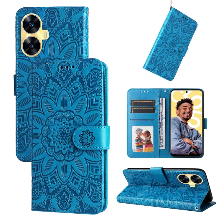 เคสโทรศัพท์หนังลายดอกทานตะวัน, For Realme 12 Pro+, For Realme C67 4G Global, For Realme C67 Global / 11 5G Taiwan Version, For Realme 11 4G Global, For Realme C53 / Narzo N53, For Realme 11, For Realme 11 Pro / 11 Pro+, For Realme C65 4G, For Realme C55