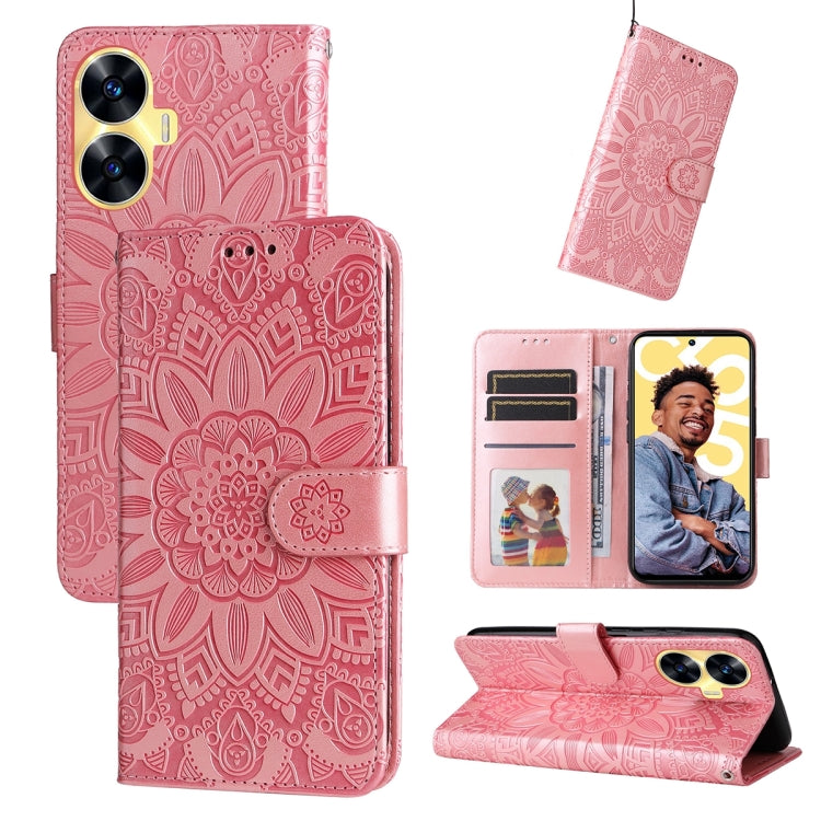 เคสโทรศัพท์หนังลายดอกทานตะวัน, For Realme 12 Pro+, For Realme C67 4G Global, For Realme C67 Global / 11 5G Taiwan Version, For Realme 11 4G Global, For Realme C53 / Narzo N53, For Realme 11, For Realme 11 Pro / 11 Pro+, For Realme C65 4G, For Realme C55