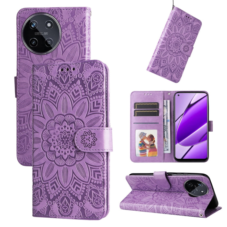 เคสโทรศัพท์หนังลายดอกทานตะวัน, For Realme 12 Pro+, For Realme C67 4G Global, For Realme C67 Global / 11 5G Taiwan Version, For Realme 11 4G Global, For Realme C53 / Narzo N53, For Realme 11, For Realme 11 Pro / 11 Pro+, For Realme C65 4G, For Realme C55