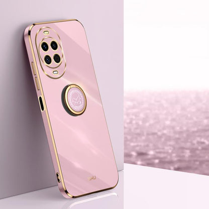 XINLI ขอบตรง 6D Electroplate เคสโทรศัพท์ TPU พร้อมที่ใส่แหวน, For Huawei Mate 80 Pro Max, For Huawei Mate 80, For Huawei Mate 70 Air, For Huawei Nova 14 Ultra, For Huawei Nova 14 Pro, For Huawei Nova 14