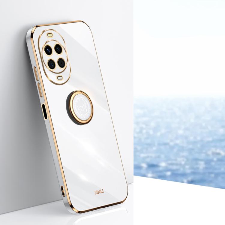 XINLI ขอบตรง 6D Electroplate เคสโทรศัพท์ TPU พร้อมที่ใส่แหวน, For Huawei Mate 80 Pro Max, For Huawei Mate 80, For Huawei Mate 70 Air, For Huawei Nova 14 Ultra, For Huawei Nova 14 Pro, For Huawei Nova 14