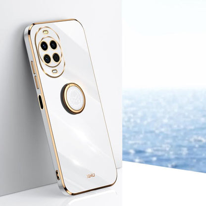 XINLI ขอบตรง 6D Electroplate เคสโทรศัพท์ TPU พร้อมที่ใส่แหวน, For Huawei Mate 80 Pro Max, For Huawei Mate 80, For Huawei Mate 70 Air, For Huawei Nova 14 Ultra, For Huawei Nova 14 Pro, For Huawei Nova 14