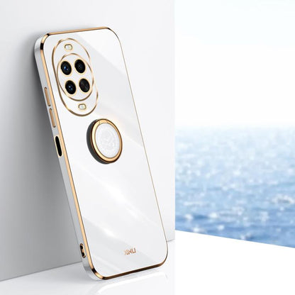 XINLI ขอบตรง 6D Electroplate เคสโทรศัพท์ TPU พร้อมที่ใส่แหวน, For Huawei Mate 80 Pro Max, For Huawei Mate 80, For Huawei Mate 70 Air, For Huawei Nova 14 Ultra, For Huawei Nova 14 Pro, For Huawei Nova 14