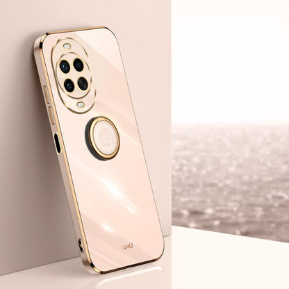 XINLI ขอบตรง 6D Electroplate เคสโทรศัพท์ TPU พร้อมที่ใส่แหวน, For Huawei Mate 80 Pro Max, For Huawei Mate 80, For Huawei Mate 70 Air, For Huawei Nova 14 Ultra, For Huawei Nova 14 Pro, For Huawei Nova 14