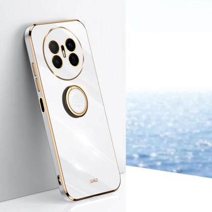 XINLI ขอบตรง 6D Electroplate เคสโทรศัพท์ TPU พร้อมที่ใส่แหวน, For Huawei Mate 80 Pro Max, For Huawei Mate 80, For Huawei Mate 70 Air, For Huawei Nova 14 Ultra, For Huawei Nova 14 Pro, For Huawei Nova 14