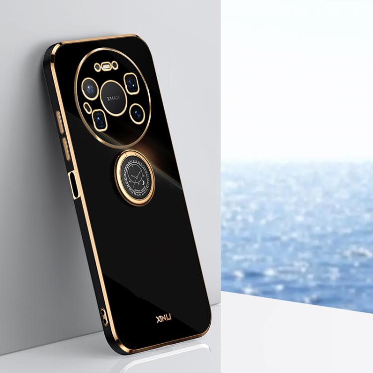 XINLI ขอบตรง 6D Electroplate เคสโทรศัพท์ TPU พร้อมที่ใส่แหวน, For Huawei Mate 80 Pro Max, For Huawei Mate 80, For Huawei Mate 70 Air, For Huawei Nova 14 Ultra, For Huawei Nova 14 Pro, For Huawei Nova 14