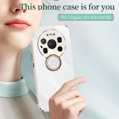 XINLI ขอบตรง 6D Electroplate เคสโทรศัพท์ TPU พร้อมที่ใส่แหวน, For Huawei Mate 80 Pro Max, For Huawei Mate 80, For Huawei Mate 70 Air, For Huawei Nova 14 Ultra, For Huawei Nova 14 Pro, For Huawei Nova 14