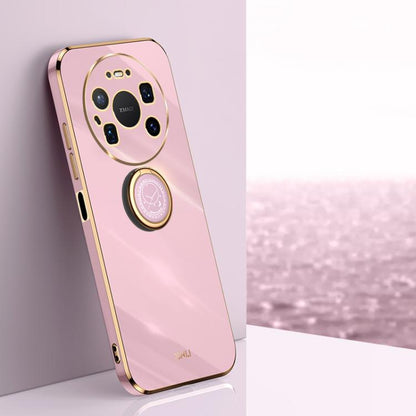 XINLI ขอบตรง 6D Electroplate เคสโทรศัพท์ TPU พร้อมที่ใส่แหวน, For Huawei Mate 80 Pro Max, For Huawei Mate 80, For Huawei Mate 70 Air, For Huawei Nova 14 Ultra, For Huawei Nova 14 Pro, For Huawei Nova 14