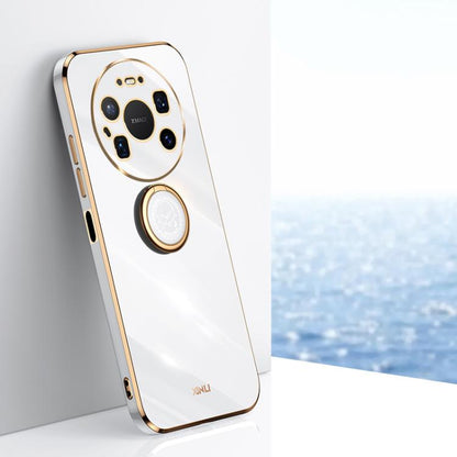 XINLI ขอบตรง 6D Electroplate เคสโทรศัพท์ TPU พร้อมที่ใส่แหวน, For Huawei Mate 80 Pro Max, For Huawei Mate 80, For Huawei Mate 70 Air, For Huawei Nova 14 Ultra, For Huawei Nova 14 Pro, For Huawei Nova 14