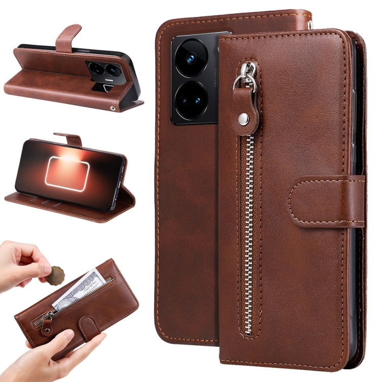 ซองใส่โทรศัพท์หนังซิปแฟชั่นเนื้อลูกวัว, For Realme GT Neo 5 5G / GT3