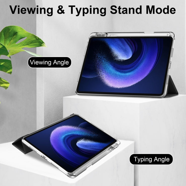 เคสแท็บเล็ตหนังสมาร์ท TPU แบบใส 3 เท่า, For Xiaomi Pad 6 / 6 Pro