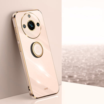 XINLI ขอบตรง 6D Electroplate เคสโทรศัพท์ TPU พร้อมที่ใส่แหวน, For Realme C75, For Realme GT 7 Pro 5G, For Realme Note 60 4G, For Realme 13 Pro Global, For Realme 11 5G, For Realme C53 2023
