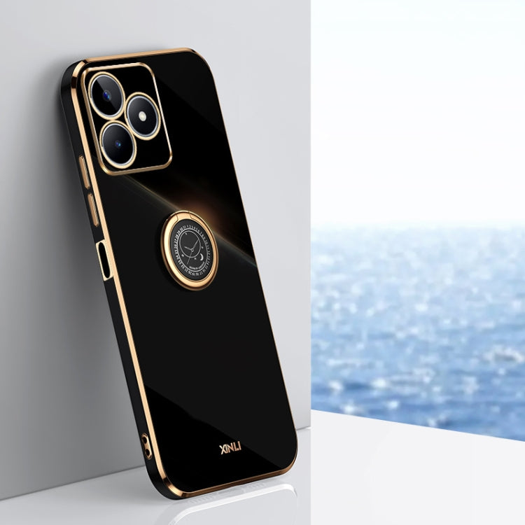 XINLI ขอบตรง 6D Electroplate เคสโทรศัพท์ TPU พร้อมที่ใส่แหวน, For Realme C75, For Realme GT 7 Pro 5G, For Realme Note 60 4G, For Realme 13 Pro Global, For Realme 11 5G, For Realme C53 2023