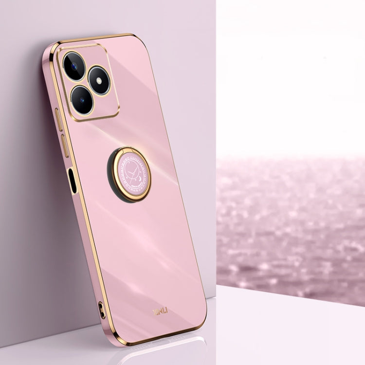 XINLI ขอบตรง 6D Electroplate เคสโทรศัพท์ TPU พร้อมที่ใส่แหวน, For Realme C75, For Realme GT 7 Pro 5G, For Realme Note 60 4G, For Realme 13 Pro Global, For Realme 11 5G, For Realme C53 2023