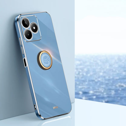 XINLI ขอบตรง 6D Electroplate เคสโทรศัพท์ TPU พร้อมที่ใส่แหวน, For Realme C75, For Realme GT 7 Pro 5G, For Realme Note 60 4G, For Realme 13 Pro Global, For Realme 11 5G, For Realme C53 2023