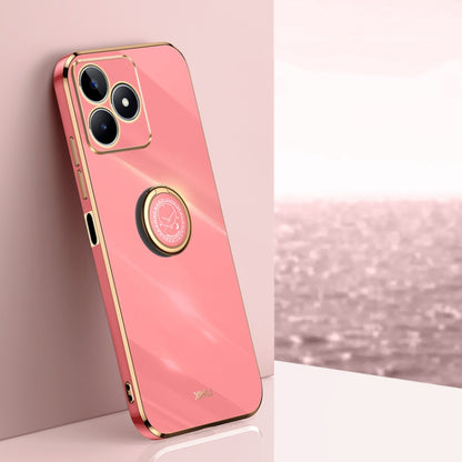 XINLI ขอบตรง 6D Electroplate เคสโทรศัพท์ TPU พร้อมที่ใส่แหวน, For Realme C75, For Realme GT 7 Pro 5G, For Realme Note 60 4G, For Realme 13 Pro Global, For Realme 11 5G, For Realme C53 2023
