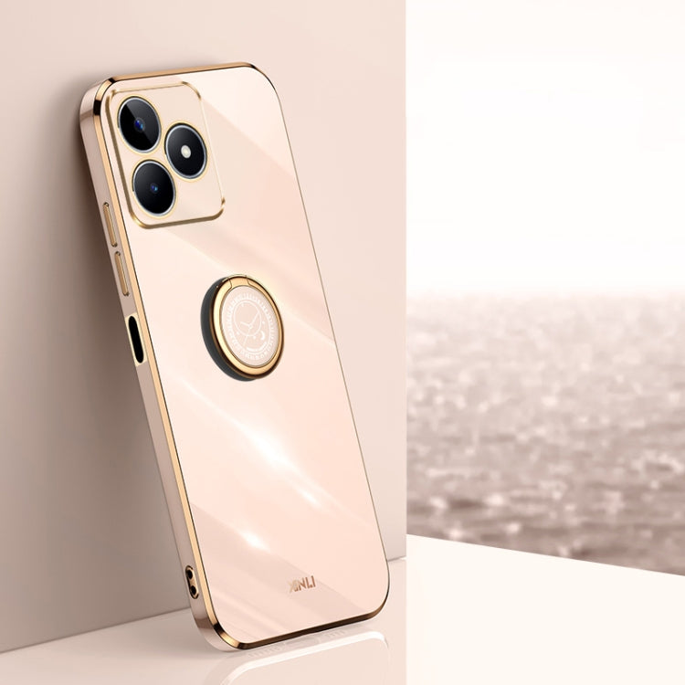 XINLI ขอบตรง 6D Electroplate เคสโทรศัพท์ TPU พร้อมที่ใส่แหวน, For Realme C75, For Realme GT 7 Pro 5G, For Realme Note 60 4G, For Realme 13 Pro Global, For Realme 11 5G, For Realme C53 2023