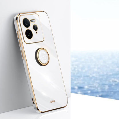 XINLI ขอบตรง 6D Electroplate เคสโทรศัพท์ TPU พร้อมที่ใส่แหวน, For Realme C75, For Realme GT 7 Pro 5G, For Realme Note 60 4G, For Realme 13 Pro Global, For Realme 11 5G, For Realme C53 2023