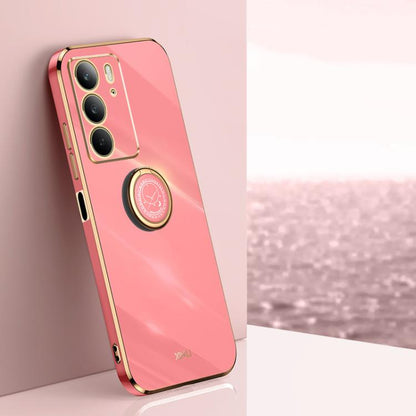 XINLI ขอบตรง 6D Electroplate เคสโทรศัพท์ TPU พร้อมที่ใส่แหวน, For Realme C75, For Realme GT 7 Pro 5G, For Realme Note 60 4G, For Realme 13 Pro Global, For Realme 11 5G, For Realme C53 2023