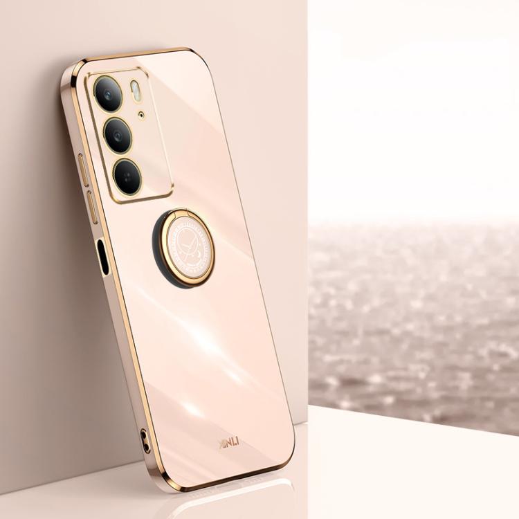 XINLI ขอบตรง 6D Electroplate เคสโทรศัพท์ TPU พร้อมที่ใส่แหวน, For Realme C75, For Realme GT 7 Pro 5G, For Realme Note 60 4G, For Realme 13 Pro Global, For Realme 11 5G, For Realme C53 2023