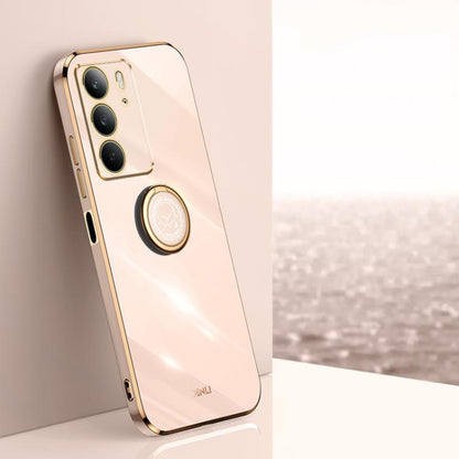 XINLI ขอบตรง 6D Electroplate เคสโทรศัพท์ TPU พร้อมที่ใส่แหวน, For Realme C75, For Realme GT 7 Pro 5G, For Realme Note 60 4G, For Realme 13 Pro Global, For Realme 11 5G, For Realme C53 2023