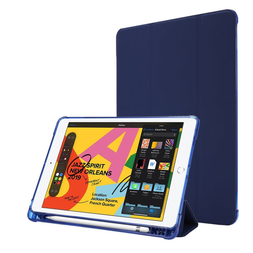 ซองหนังพลิกแนวนอนถุงลมนิรภัยพร้อมที่ใส่สามทบและที่ใส่ปากกา, For iPad 10.2 2021 / 2020 / 2019, For iPad Mini (2019)