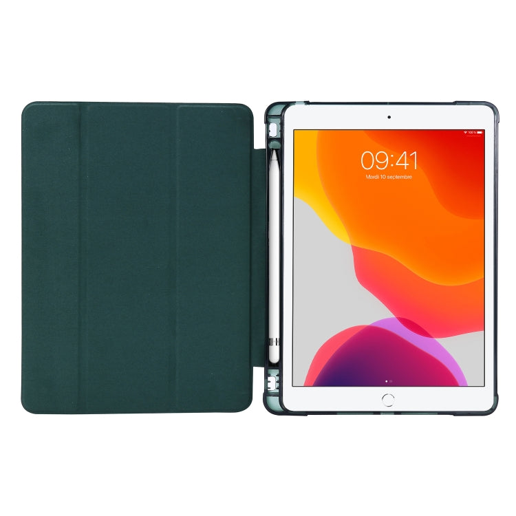 ซองหนังพลิกแนวนอนถุงลมนิรภัยพร้อมที่ใส่สามทบและที่ใส่ปากกา, For iPad 10.2 2021 / 2020 / 2019, For iPad Mini (2019)