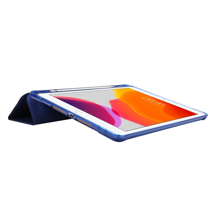 ซองหนังพลิกแนวนอนถุงลมนิรภัยพร้อมที่ใส่สามทบและที่ใส่ปากกา, For iPad 10.2 2021 / 2020 / 2019, For iPad Mini (2019)