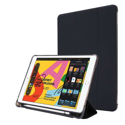 ซองหนังพลิกแนวนอนถุงลมนิรภัยพร้อมที่ใส่สามทบและที่ใส่ปากกา, For iPad 10.2 2021 / 2020 / 2019, For iPad Mini (2019)