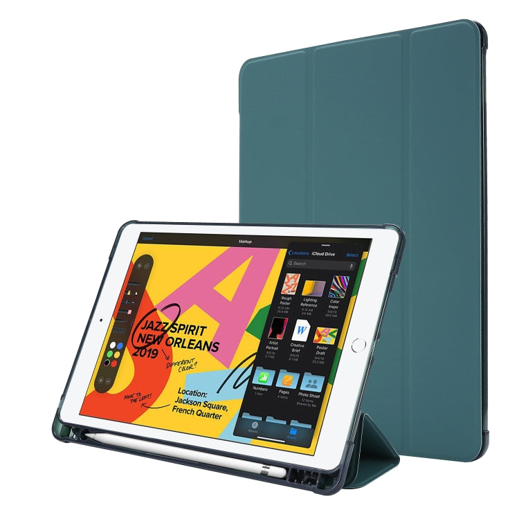 ซองหนังพลิกแนวนอนถุงลมนิรภัยพร้อมที่ใส่สามทบและที่ใส่ปากกา, For iPad 10.2 2021 / 2020 / 2019, For iPad Mini (2019)