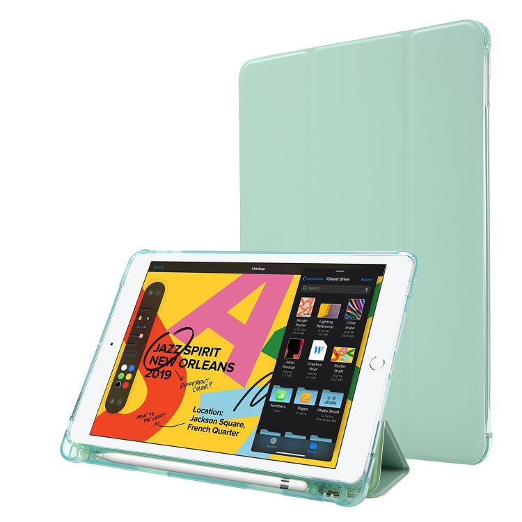ซองหนังพลิกแนวนอนถุงลมนิรภัยพร้อมที่ใส่สามทบและที่ใส่ปากกา, For iPad 10.2 2021 / 2020 / 2019, For iPad Mini (2019)