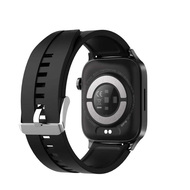 GT22 1.85 นิ้วหน้าจอ TFT วงซิลิโคนสุขภาพสมาร์ทวอทช์รองรับการโทรผ่าน Bluetooth / ออกซิเจนในเลือดที่ราบสูง / อุณหภูมิของร่างกาย / การเต้นของหัวใจ / การตรวจวัดอัตราการเต้นของหัวใจ TI, Silicone Band (Black), Silicone Band (Black Silver)